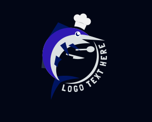 Fish Farm - Blue Marlin Chef logo design
