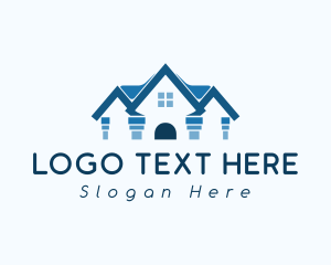 House Development - Blue Mansion Roof logo design