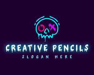 Graffiti Skull Spray Paint logo design