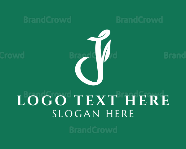 Leaf Calligraphy Letter J Logo