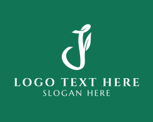 Gardener - Leaf Calligraphy Letter J logo design