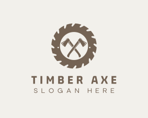 Round Saw Axe logo design