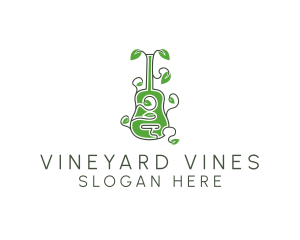 Leaves Vine Guitar logo design