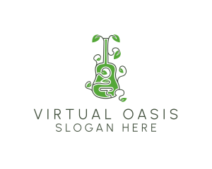 Leaves Vine Guitar logo design