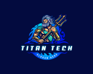 Poseidon Trident Gaming logo design