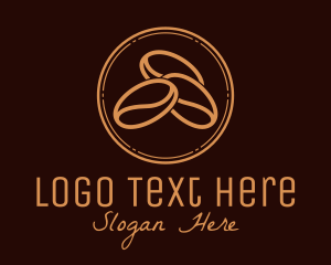 Round - Brown Coffee Bean Outline logo design