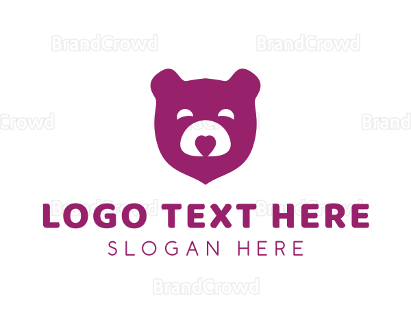 Happy Teddy Bear Heart Logo