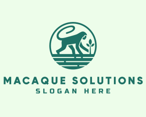 Macaque - Wild Monkey Seedling logo design