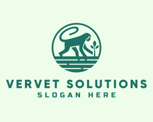 Vervet - Wild Monkey Seedling logo design