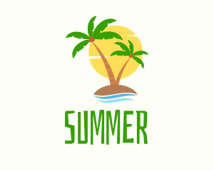 Tropical Coconut Island logo design