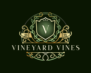 Vine Wreath Shield logo design