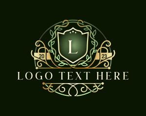 Wreath - Vine Wreath Shield logo design