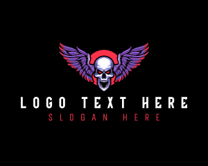 Menacing - Gaming Skull Wings logo design