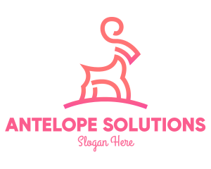 Antelope - Pink Ibex Ram Goat logo design