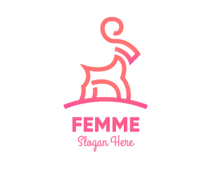 Pink Ibex Ram Goat logo design