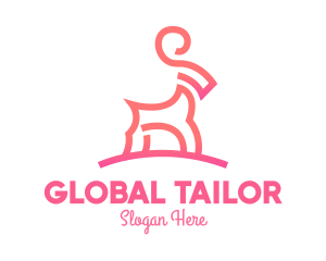 Pink Ibex Ram Goat logo design