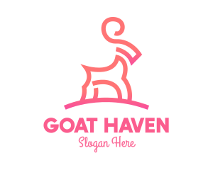 Goat - Pink Ibex Ram Goat logo design