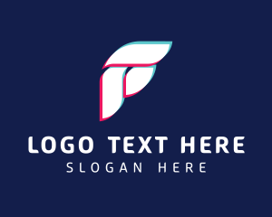 Letter F - Modern Glitch Anaglyph logo design