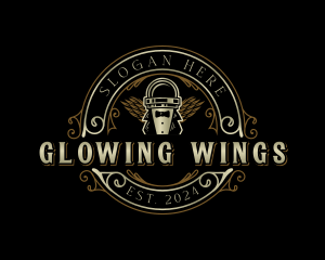 Barbershop Wings Ornamental logo design