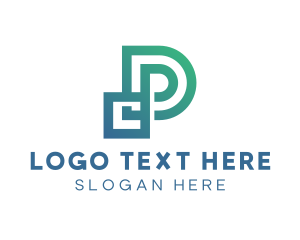 Hacker - Digital Letter P Outline logo design