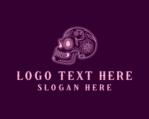 Taqueria - Floral Skull Calavera logo design