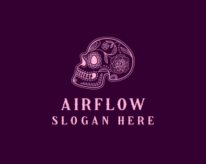 Floral Skull Calavera logo design