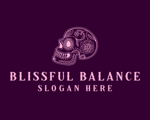 Floral Skull Calavera logo design