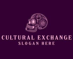 Culture - Floral Skull Calavera logo design