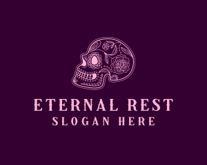 Afterlife - Floral Skull Calavera logo design