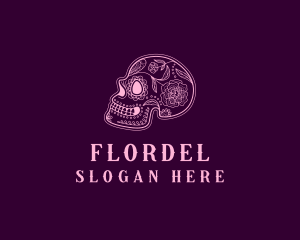 Floral Skull Calavera logo design