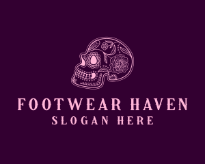 Floral Skull Calavera logo design