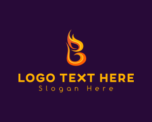 Temperature - Hot Burning Letter B logo design