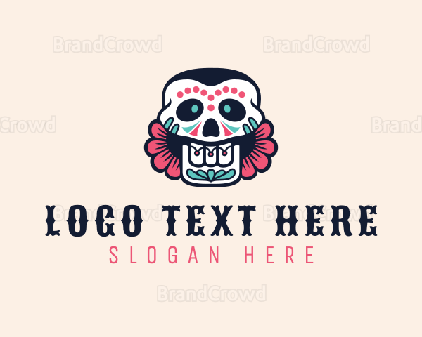 Festive Floral Skull Logo