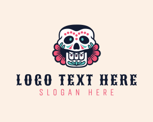 Dia De Los Muertos - Festive Floral Skull logo design