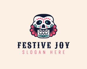 Festive Floral Skull logo design