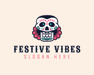 Festival - Festive Floral Skull logo design