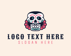 Decorative - Festive Floral Skull logo design