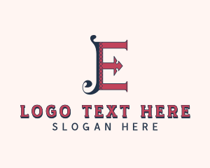 Seamstress - Stylish Tailoring Letter E logo design