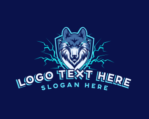 Canine - Lightning Shield Wolf logo design