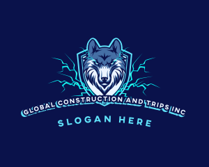 Lightning Shield Wolf Logo