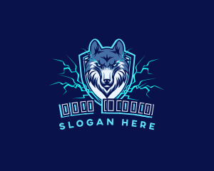 Mascot - Lightning Shield Wolf logo design