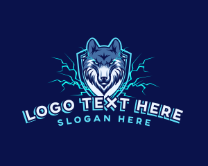 Clothing - Lightning Shield Wolf logo design