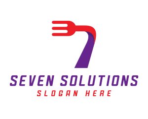 Seven - Fork Restaurant Number 7 logo design