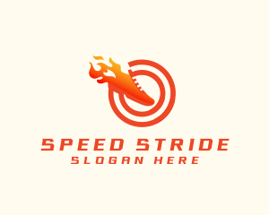 Runner Fire Shoe logo design