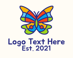 60s - Colorful Symmetrical Butterfly logo design