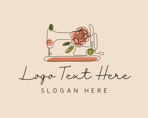 Leaf - Rose Sewing Machine logo design