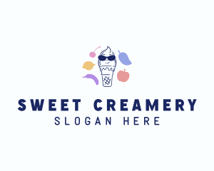 Ice Cream Fruit  Flavor logo design