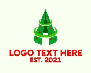 Winter - Cone Christmas Tree logo design