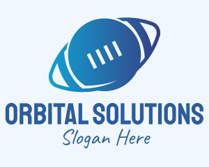 Orbital - Blue Football Planet logo design