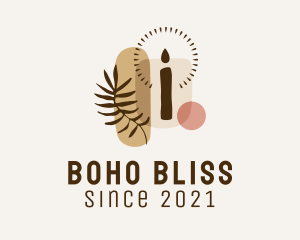 Boho Candle Leaf logo design